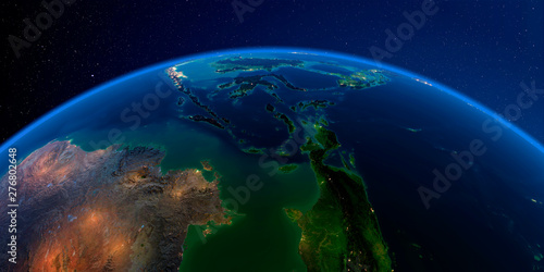 Detailed Earth at night. Southeast Asia. Indonesia