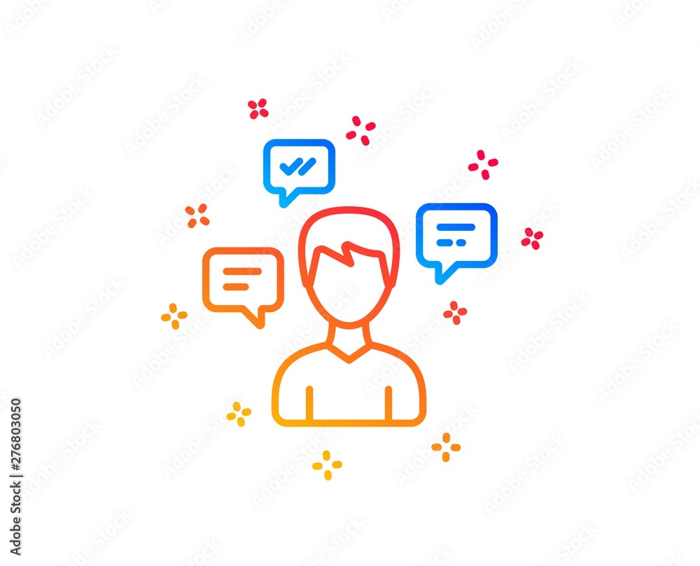 Chat Messages line icon. Conversation sign. Communication speech bubbles symbol. Gradient design elements. Linear conversation messages icon. Random shapes. Vector Chat Messages line icon. Conversation sign. Communication speech bubbles symbol. Gradient design elements. Linear conversation messages icon. Random shapes. Vector