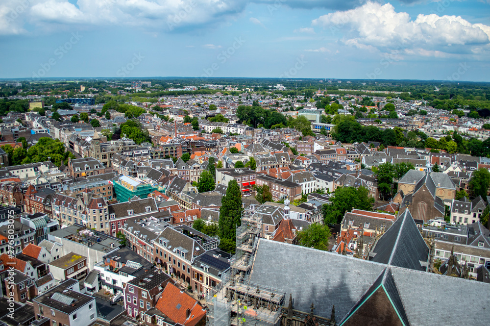 Obraz premium Aerial cityscape of the city of Utrecht in the Netherlands. View from the Domkerk.