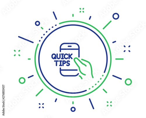 Quick tips on phone line icon. Helpful tricks sign. Internet tutorials symbol. Quality design elements. Technology education button. Editable stroke. Vector