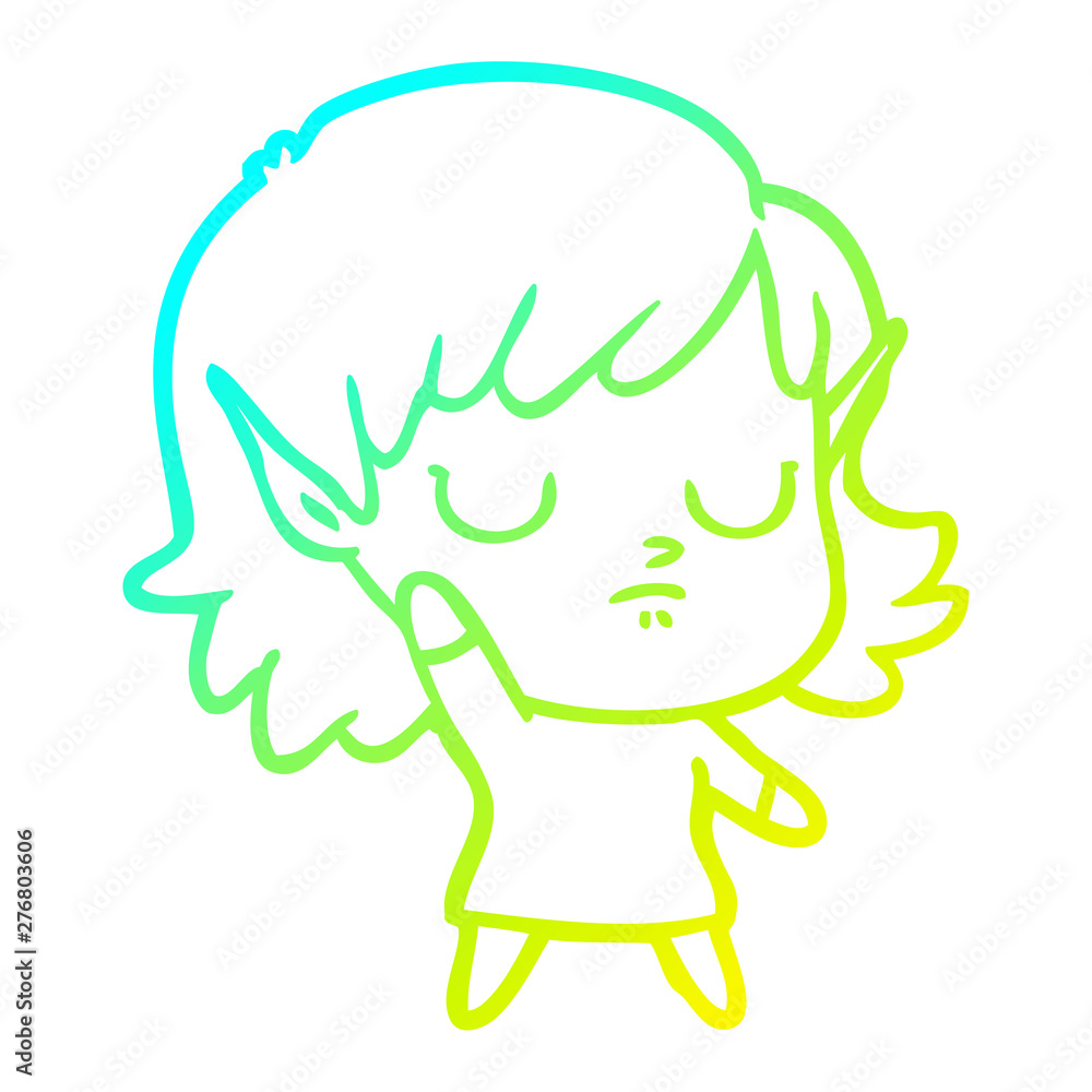 cold gradient line drawing cartoon elf girl cold gradient line drawing cartoon elf girl