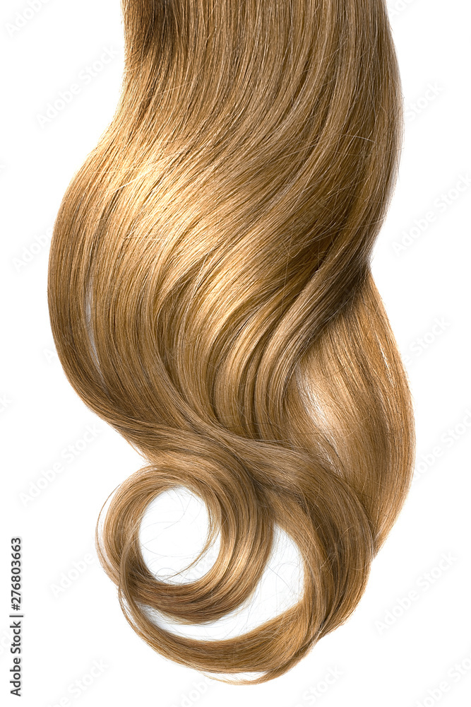 Brown wavy hair isolated on white background