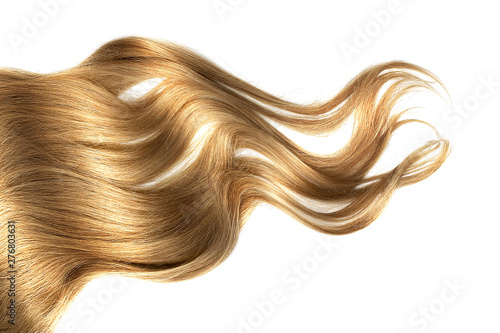 Brown wavy hair isolated on white background