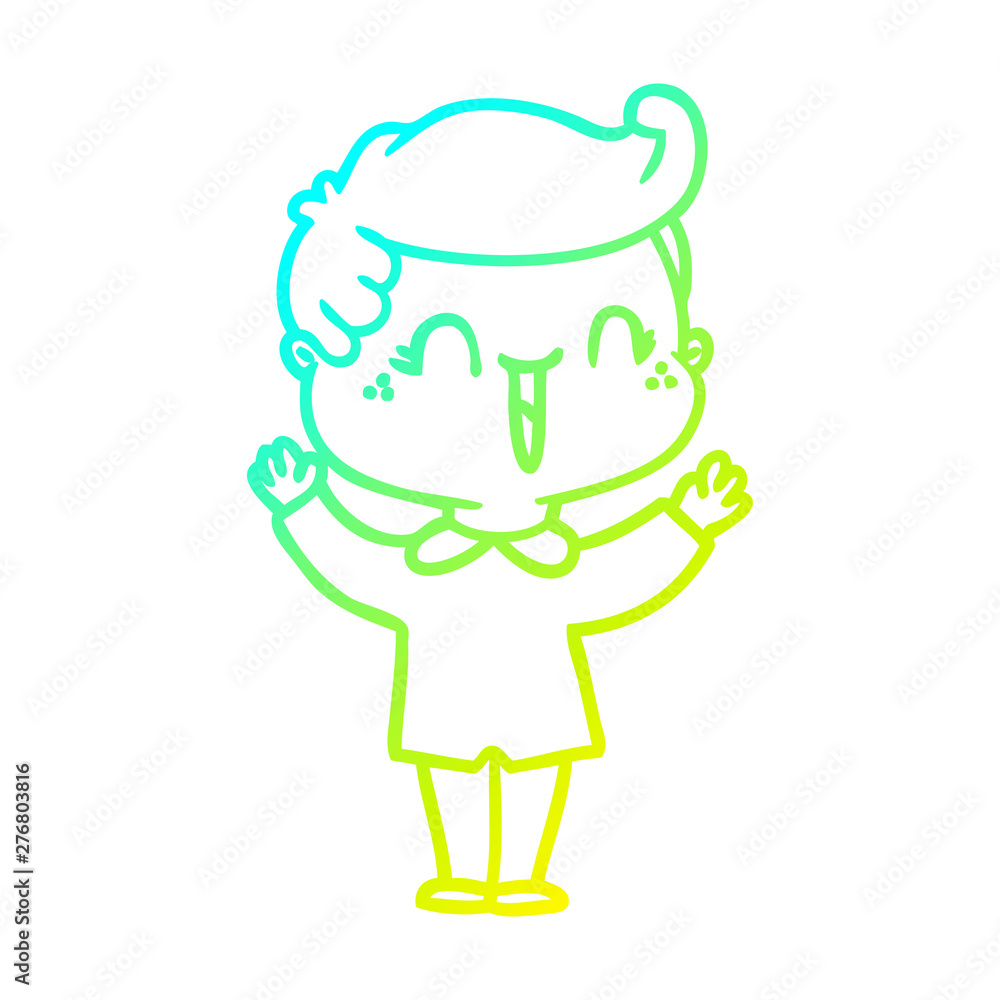 Obraz premium cold gradient line drawing cartoon laughing boy