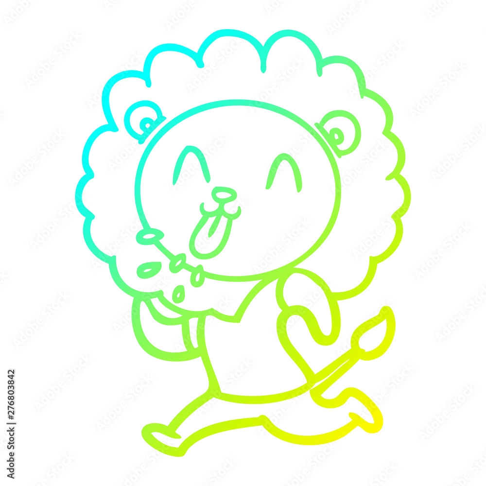 cold gradient line drawing happy cartoon lion cold gradient line drawing happy cartoon lion