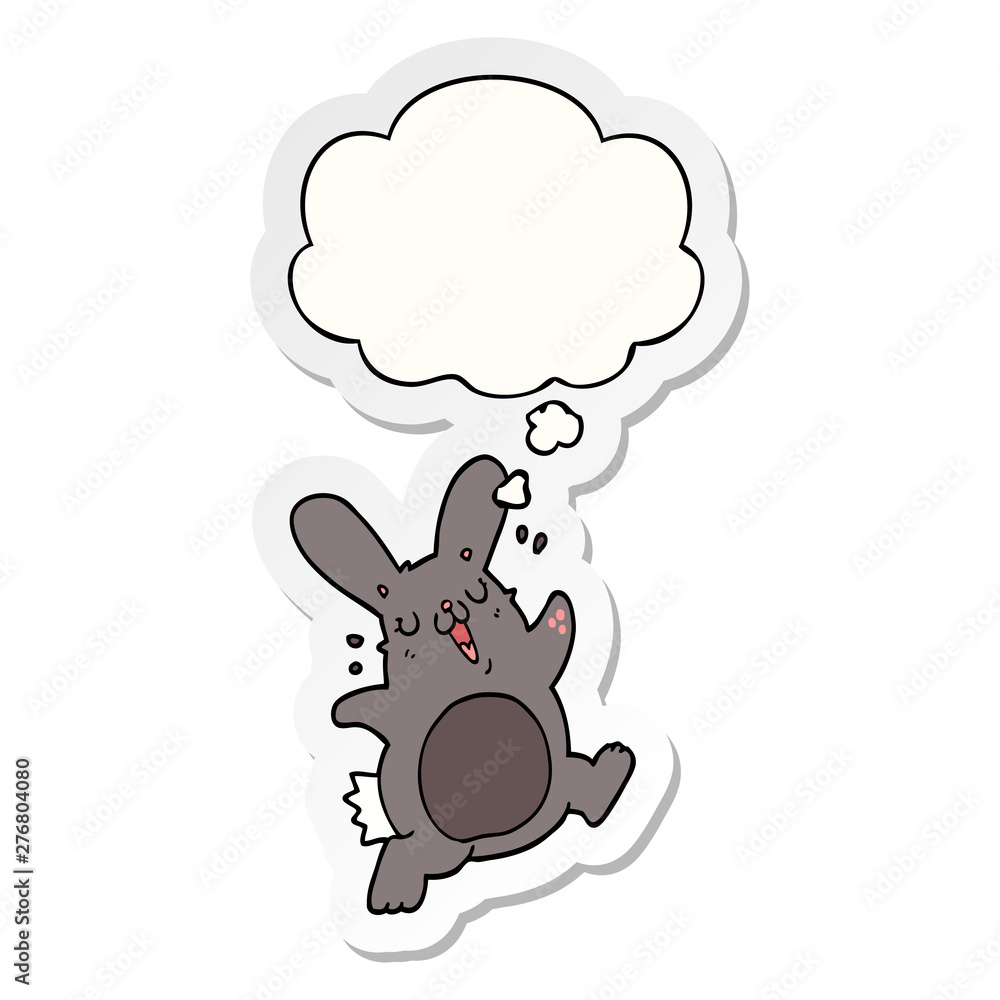cartoon rabbit and thought bubble as a printed sticker cartoon rabbit and thought bubble as a printed sticker