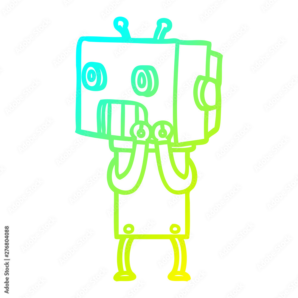 cold gradient line drawing cartoon robot cold gradient line drawing cartoon robot