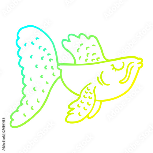 cold gradient line drawing cartoon chinese fighting fish