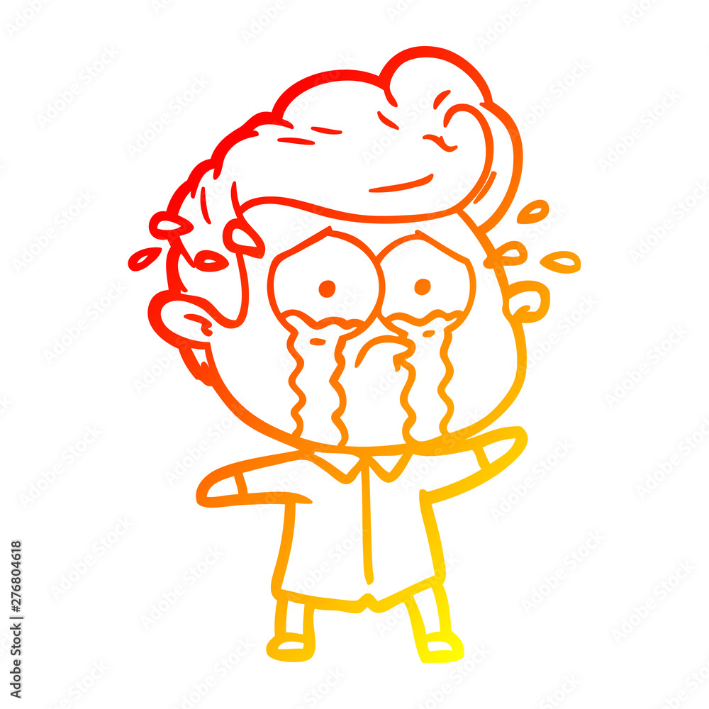 warm gradient line drawing cartoon crying man warm gradient line drawing cartoon crying man