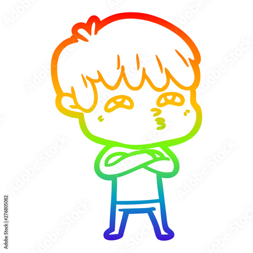 rainbow gradient line drawing cartoon curious man