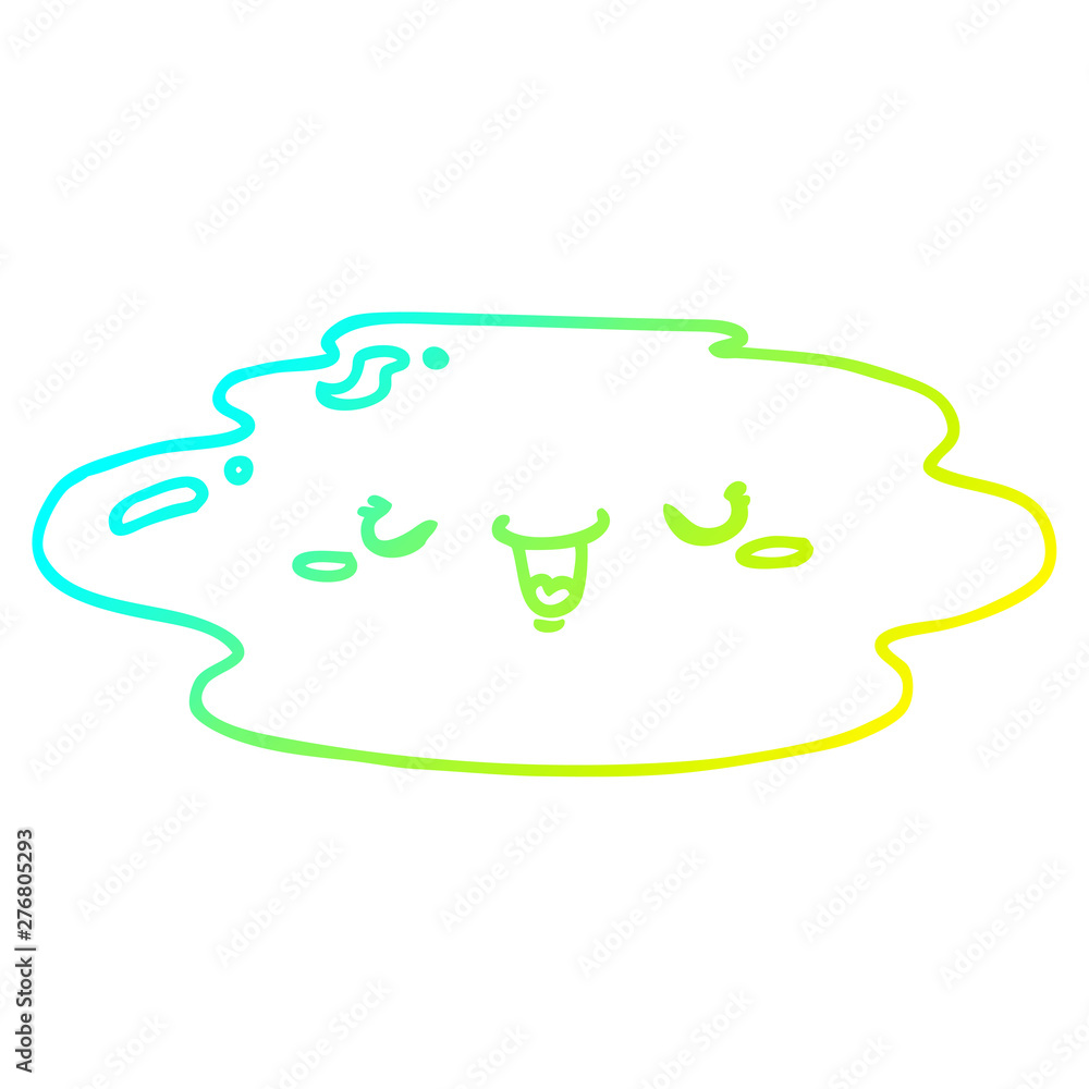 cold gradient line drawing cartoon puddle with face cold gradient line drawing cartoon puddle with face