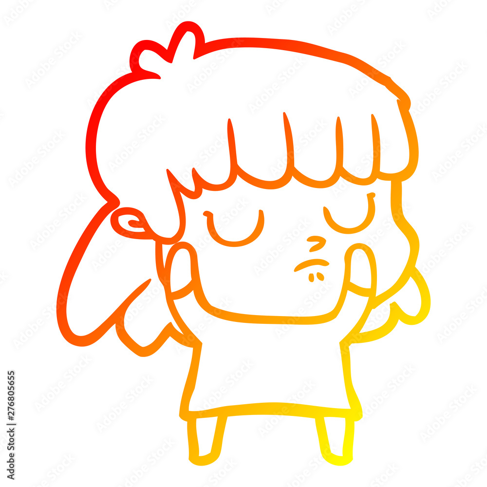 warm gradient line drawing cartoon indifferent woman warm gradient line drawing cartoon indifferent woman