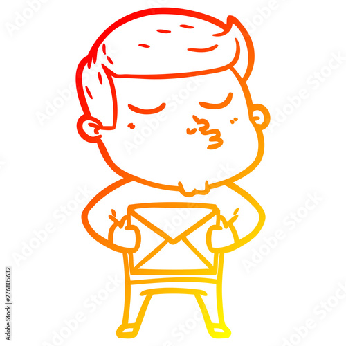 warm gradient line drawing cartoon model guy pouting