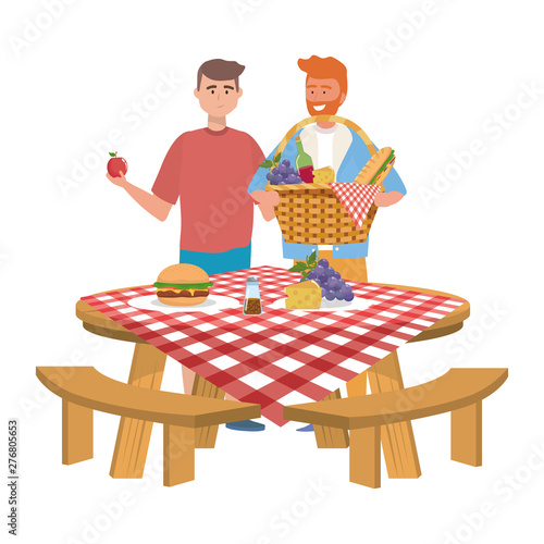 Men friends having picnic design