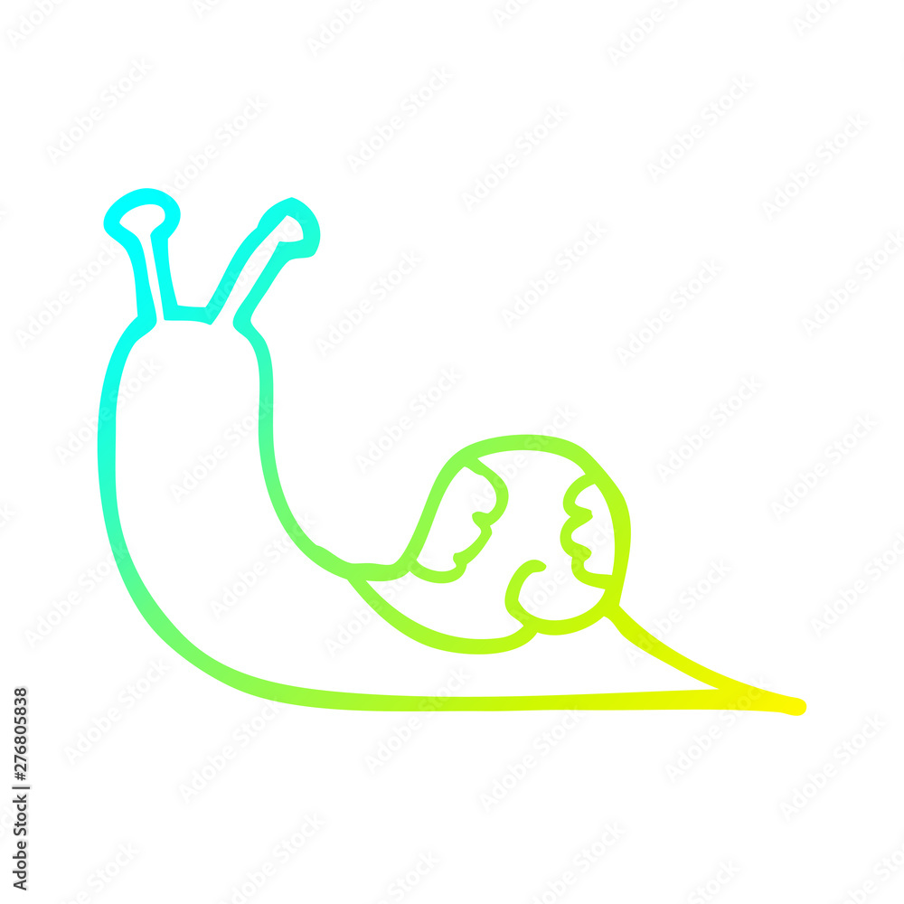 Fototapeta premium cold gradient line drawing cartoon snail