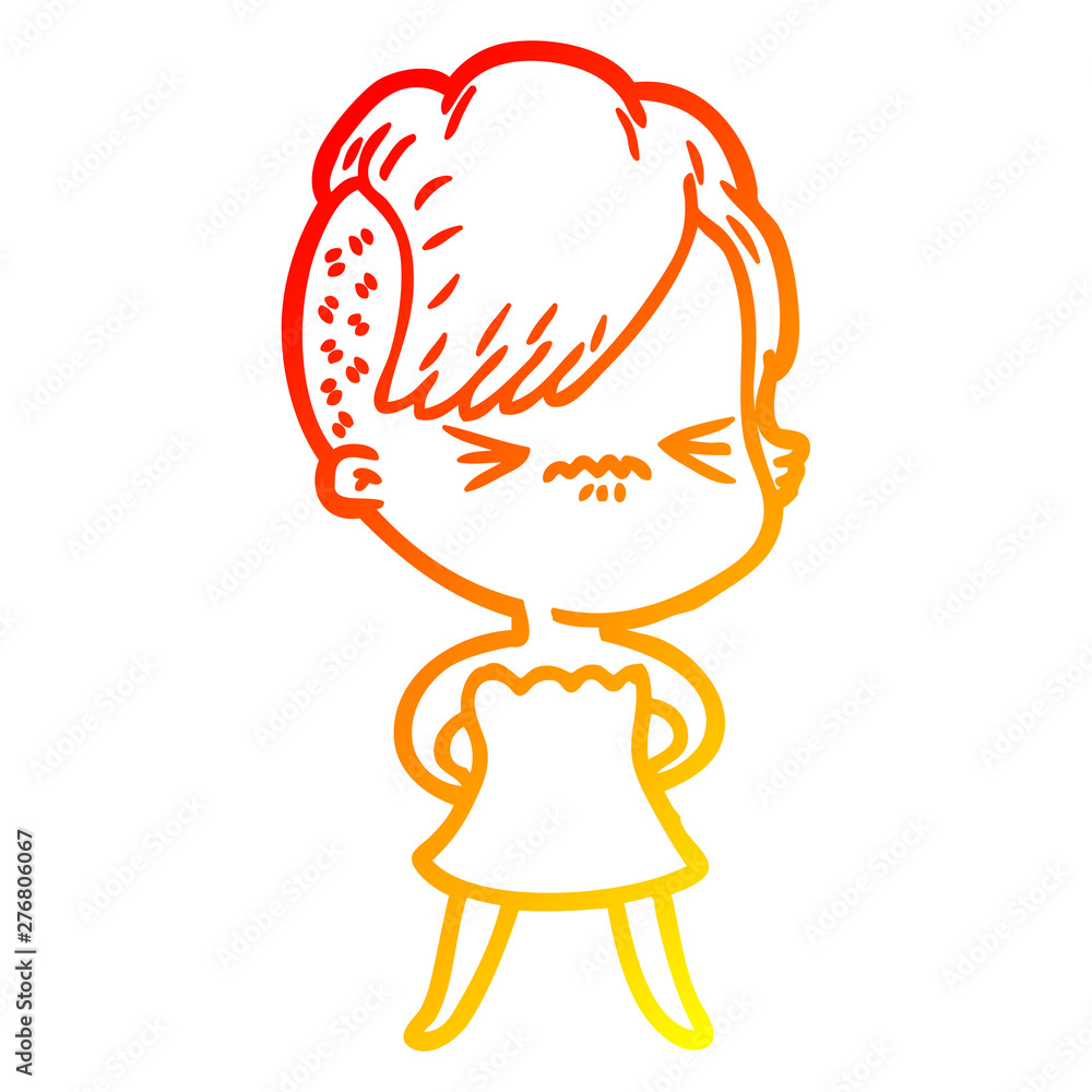 warm gradient line drawing cartoon annoyed hipster girl warm gradient line drawing cartoon annoyed hipster girl
