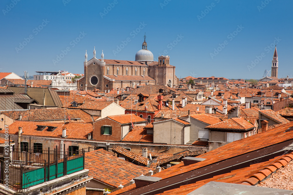 View of the Venice city rooftops in a sunny day