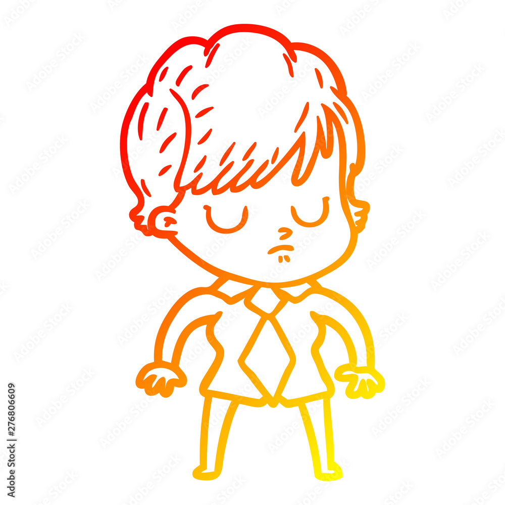 warm gradient line drawing cartoon woman warm gradient line drawing cartoon woman