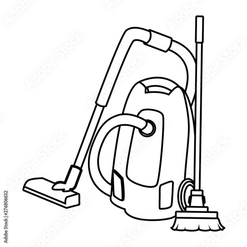 cleaning and hygiene equipment icons in black and white