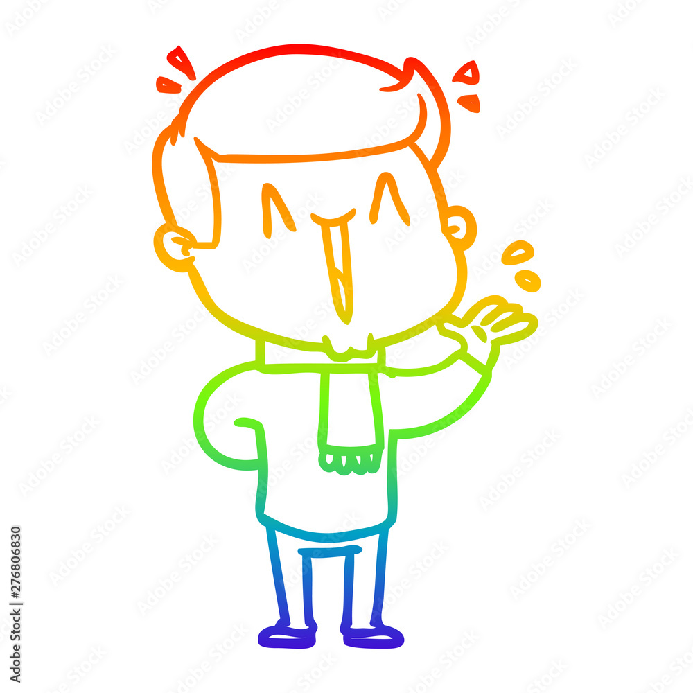 rainbow gradient line drawing cartoon excited man rainbow gradient line drawing cartoon excited man