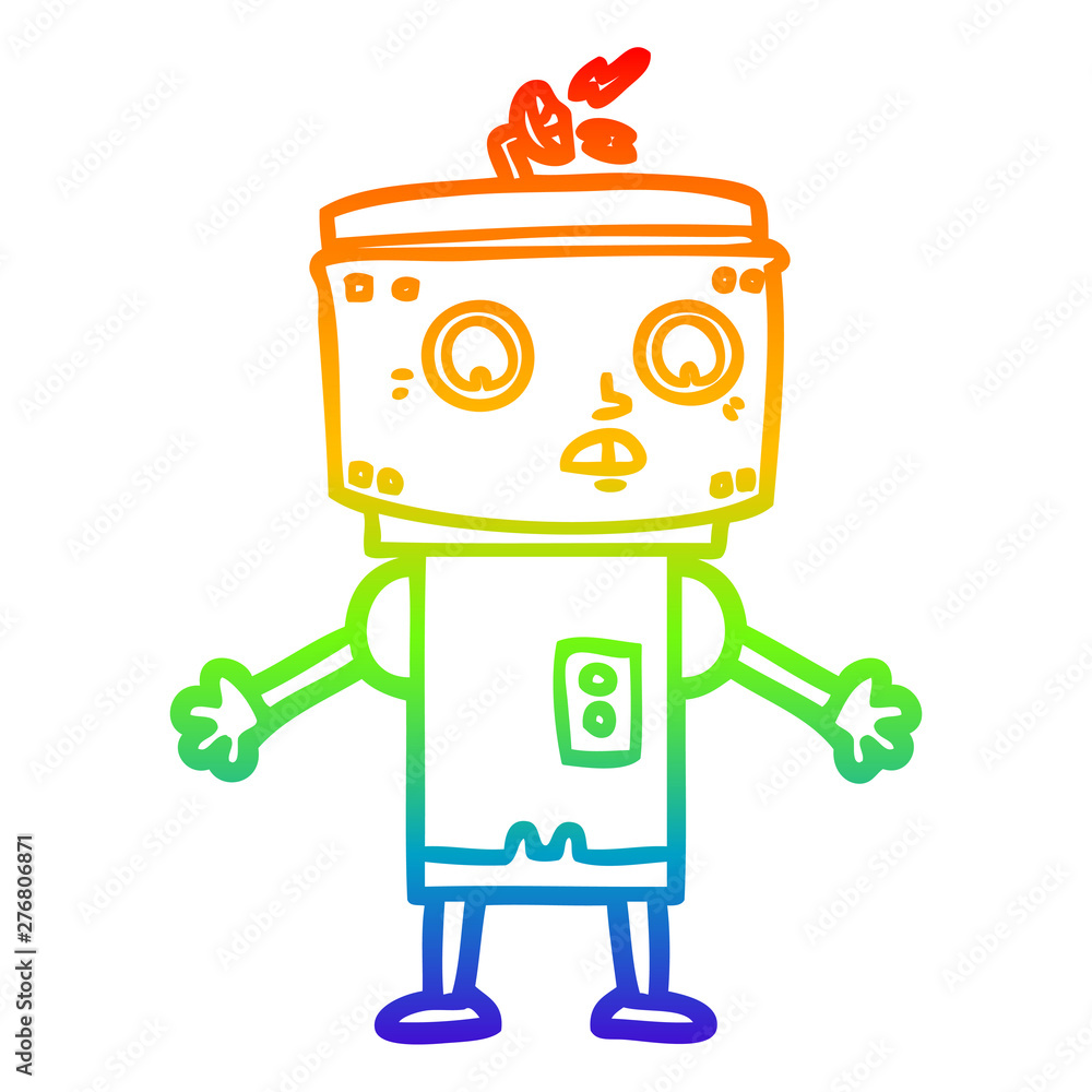 rainbow gradient line drawing cartoon robot rainbow gradient line drawing cartoon robot