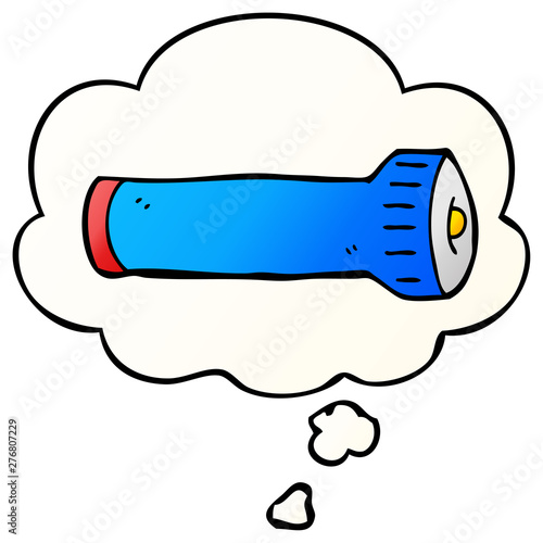 cartoon torch and thought bubble in smooth gradient style
