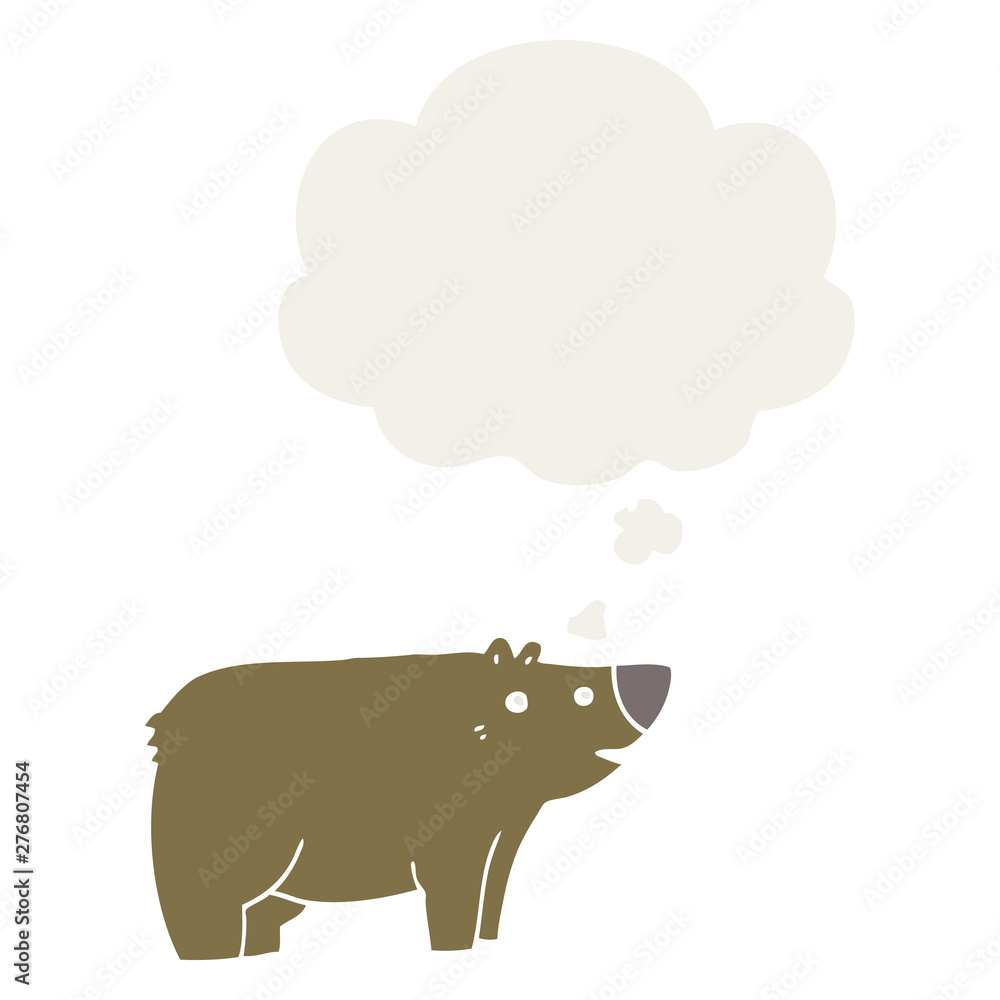 cartoon bear and thought bubble in retro style cartoon bear and thought bubble in retro style