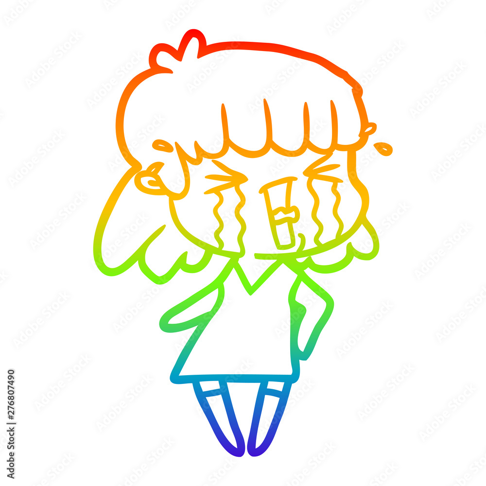 rainbow gradient line drawing cartoon woman rainbow gradient line drawing cartoon woman