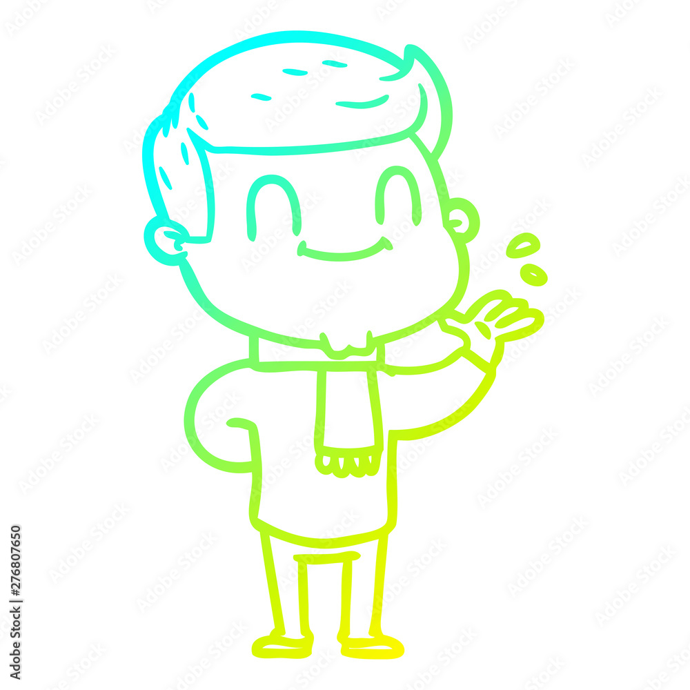 Obraz premium cold gradient line drawing cartoon friendly man