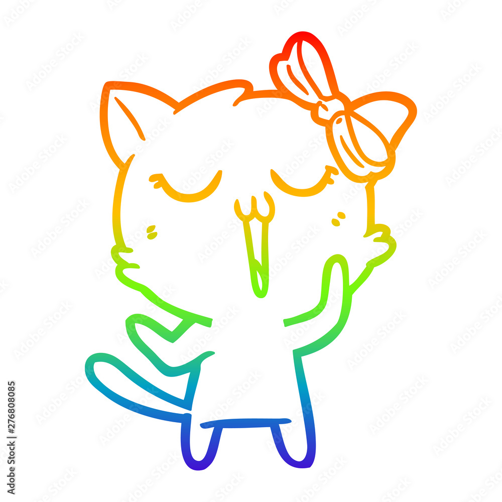 Obraz premium rainbow gradient line drawing cartoon cat