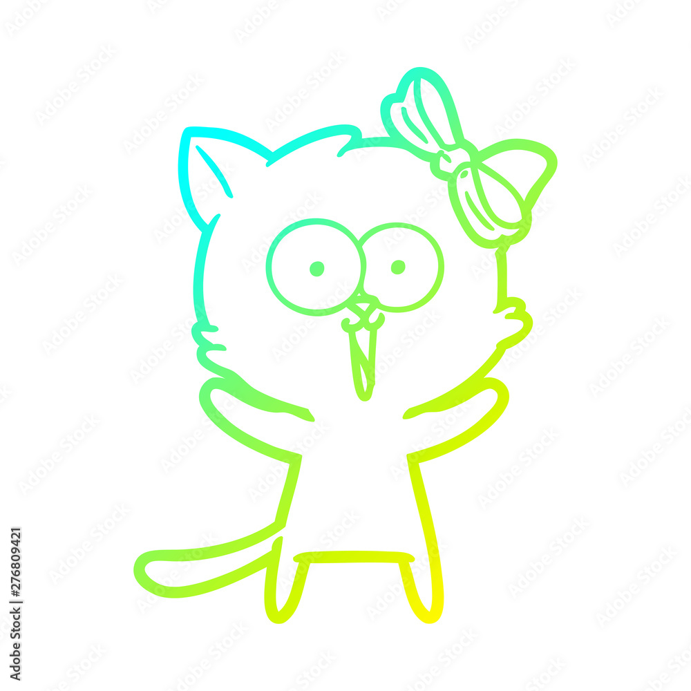 Obraz premium cold gradient line drawing cartoon cat