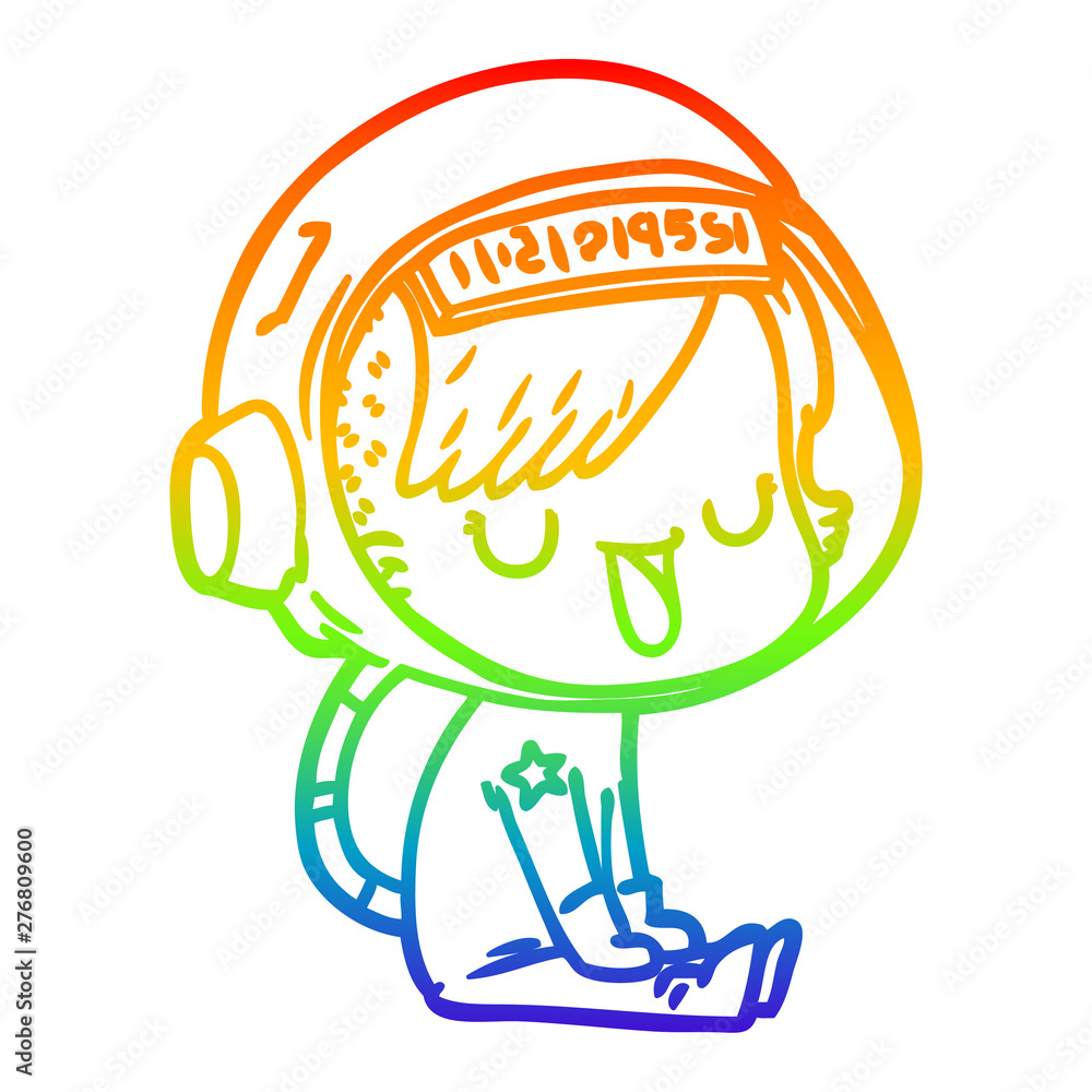 rainbow gradient line drawing cartoon astronaut woman rainbow gradient line drawing cartoon astronaut woman