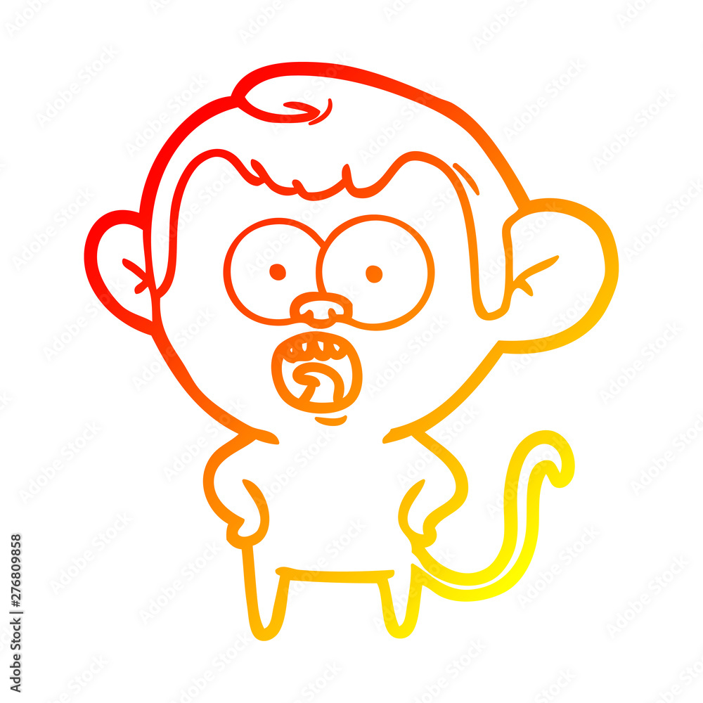 warm gradient line drawing cartoon shocked monkey warm gradient line drawing cartoon shocked monkey