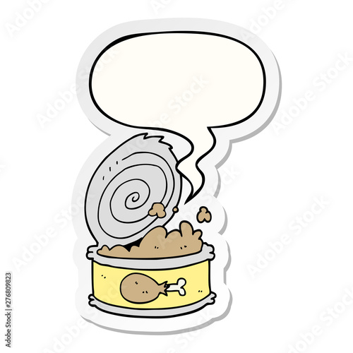 cartoon canned food and speech bubble sticker
