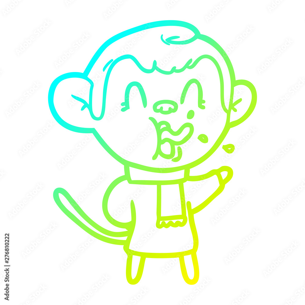 cold gradient line drawing crazy cartoon monkey cold gradient line drawing crazy cartoon monkey