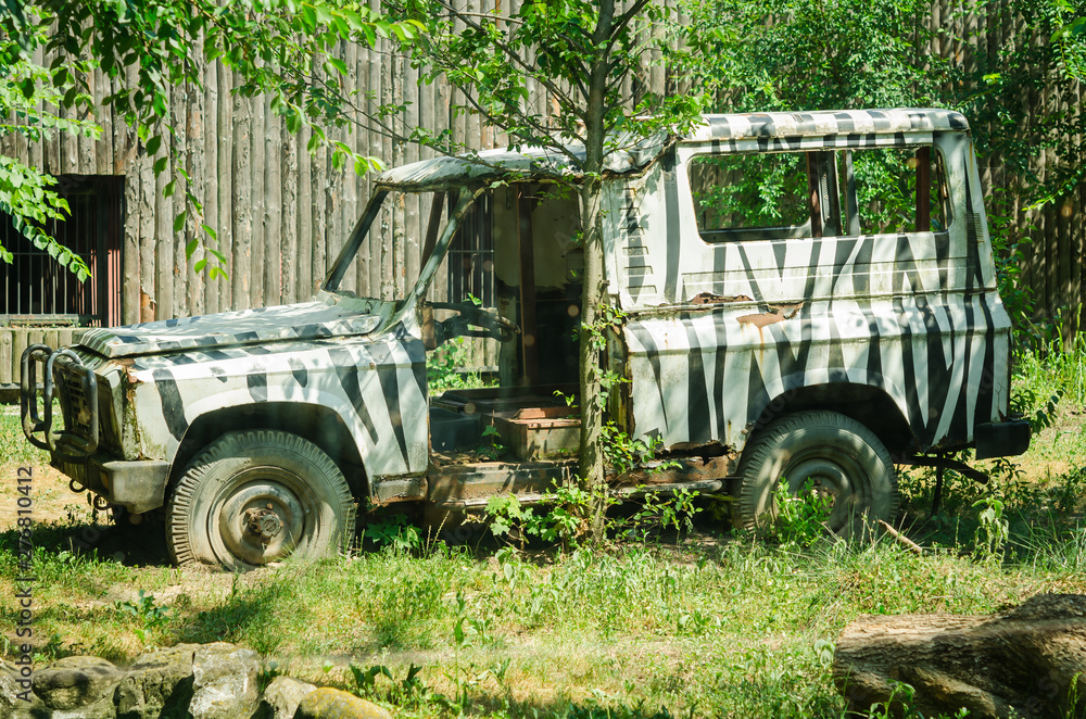 Fototapeta premium Old abandoned car. Car wreck 