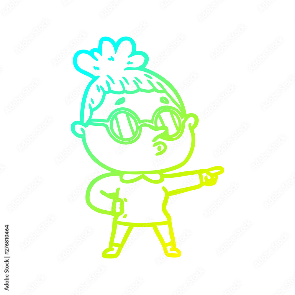 cold gradient line drawing cartoon woman wearing glasses cold gradient line drawing cartoon woman wearing glasses