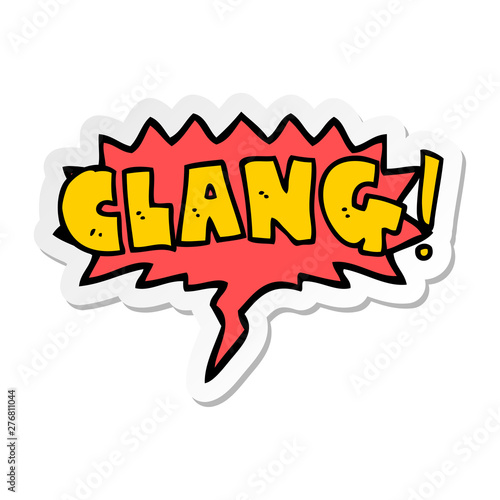 cartoon word clang and speech bubble sticker