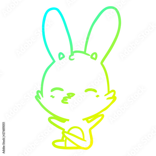 cold gradient line drawing curious bunny cartoon