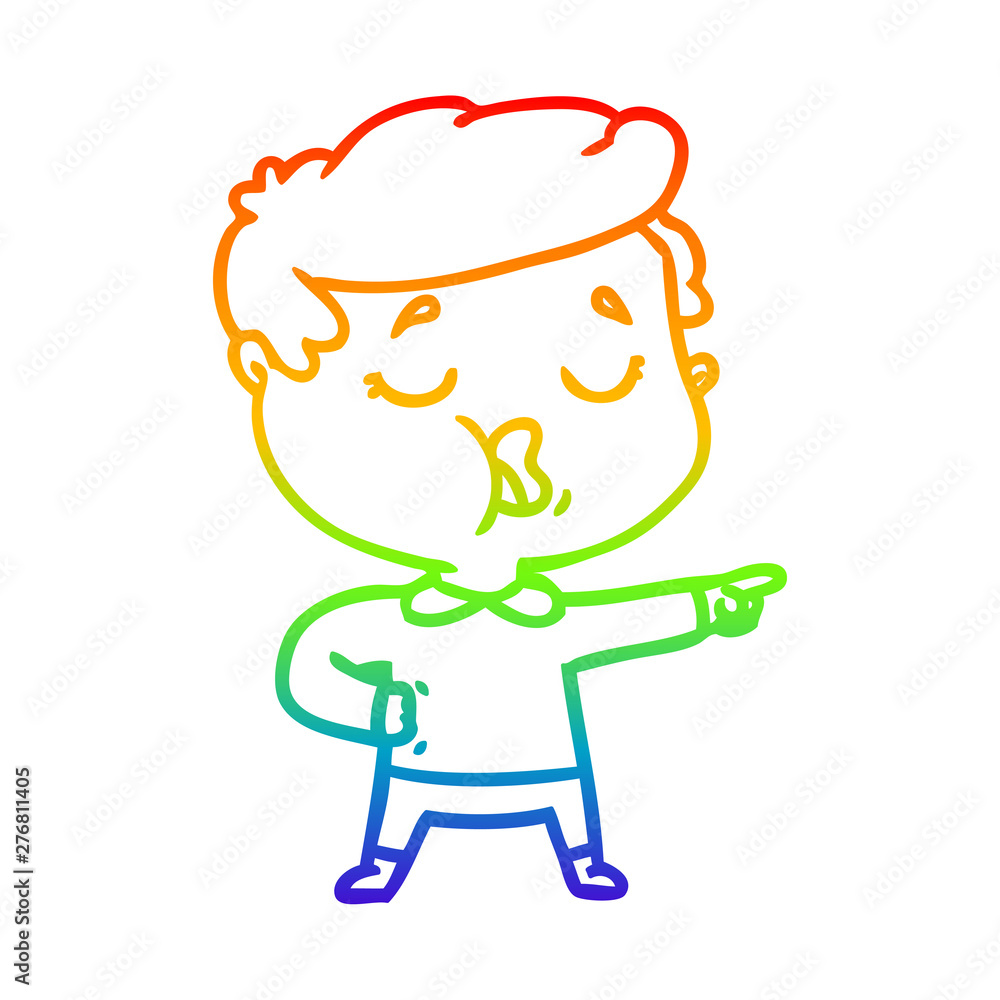 Fototapeta premium rainbow gradient line drawing cartoon man talking