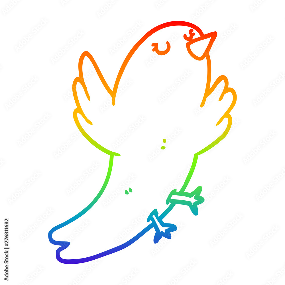 Obraz premium rainbow gradient line drawing cartoon bird
