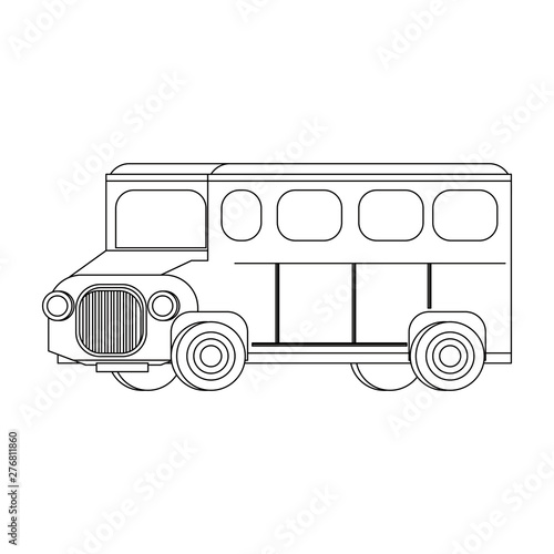 Bus public transport vehicle isolated in black and white