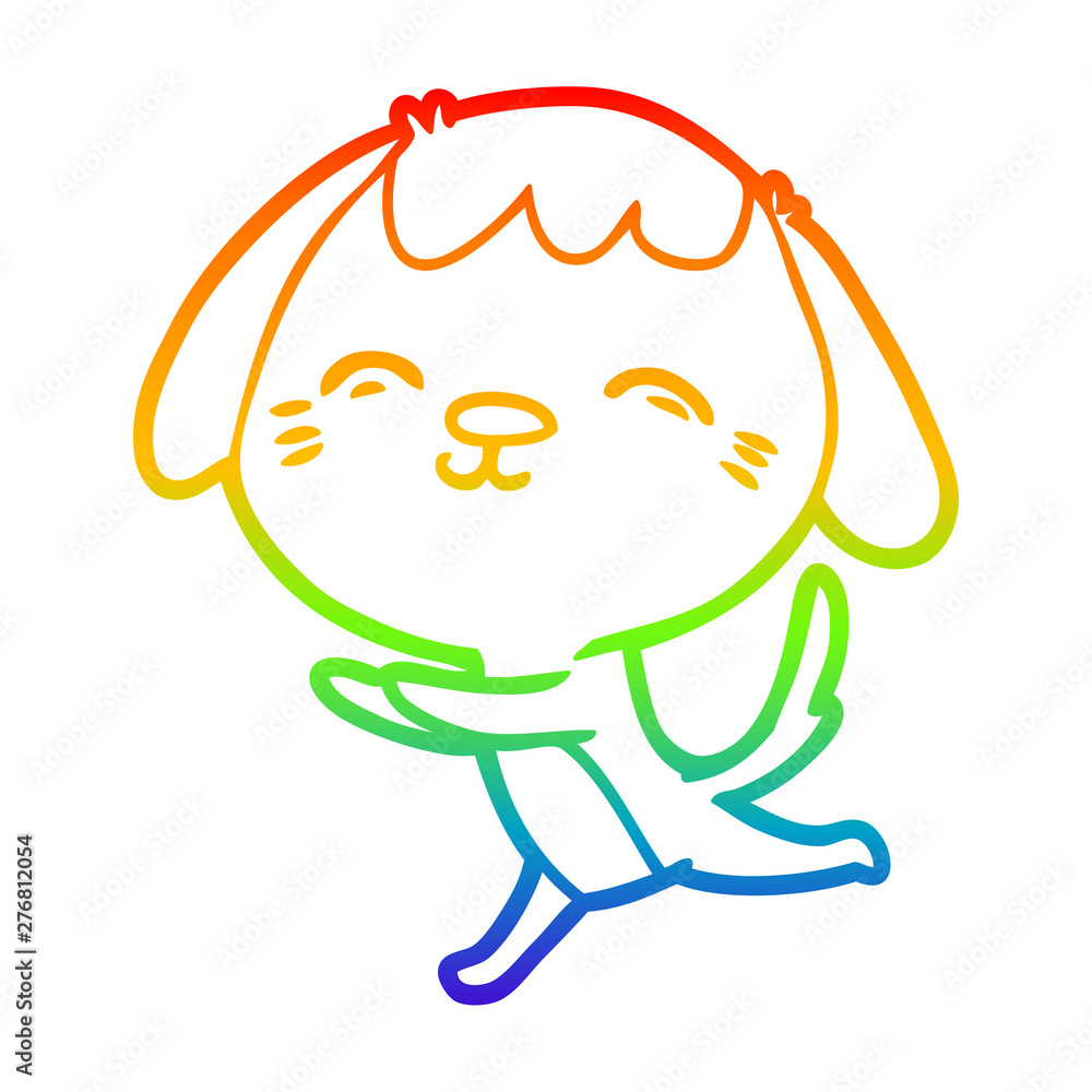 Obraz premium rainbow gradient line drawing happy cartoon dog