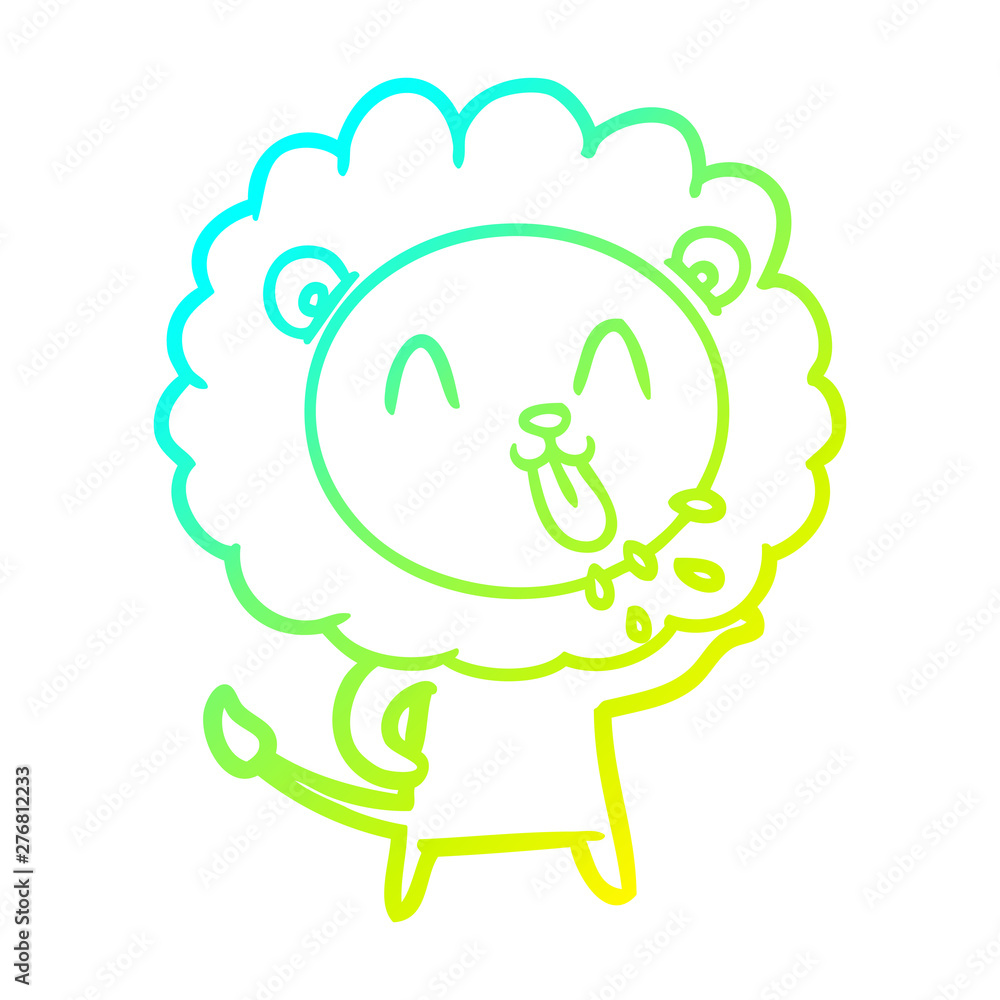 cold gradient line drawing happy cartoon lion cold gradient line drawing happy cartoon lion
