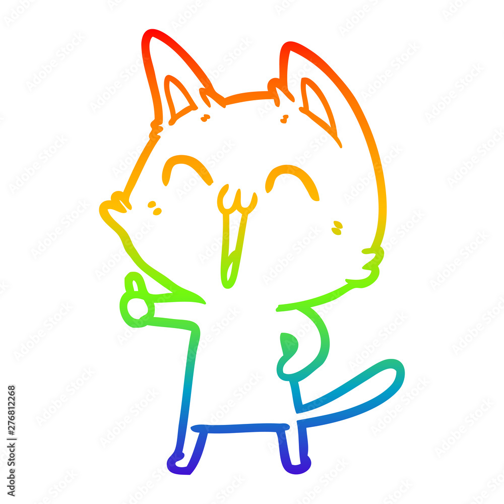 rainbow gradient line drawing happy cartoon cat rainbow gradient line drawing happy cartoon cat