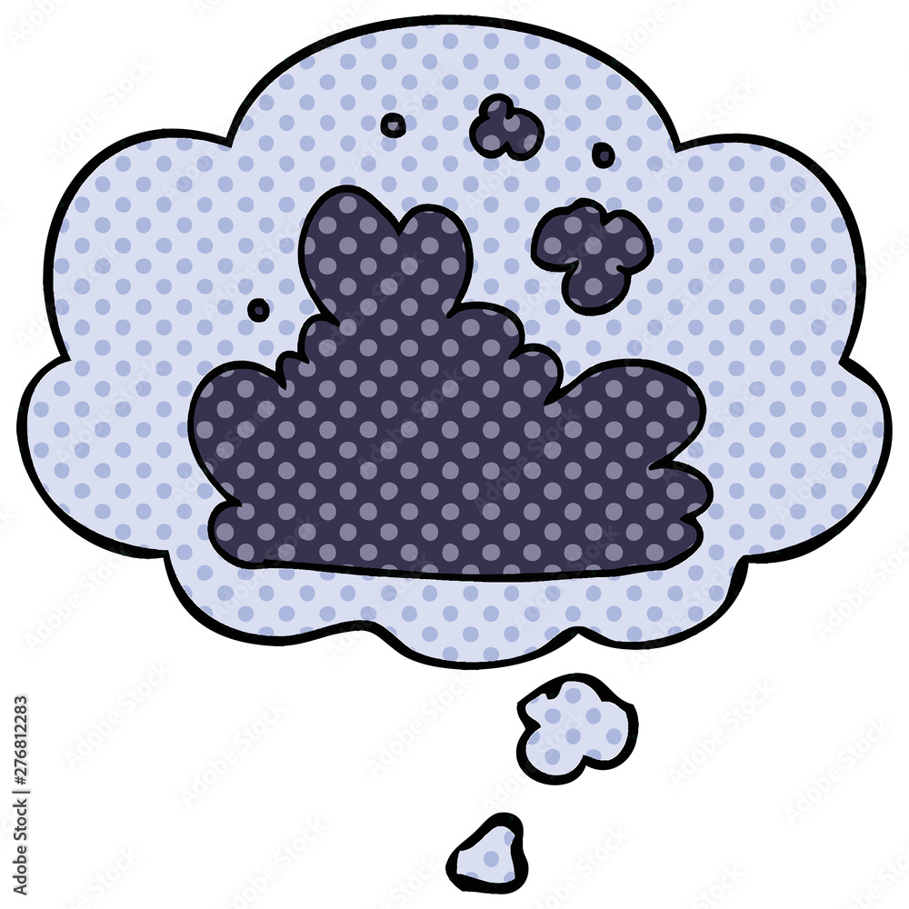 cartoon cloud and thought bubble in comic book style