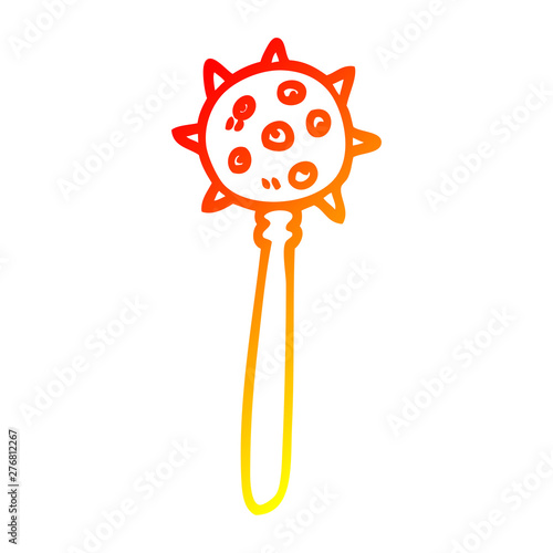 warm gradient line drawing cartoon medieval mace