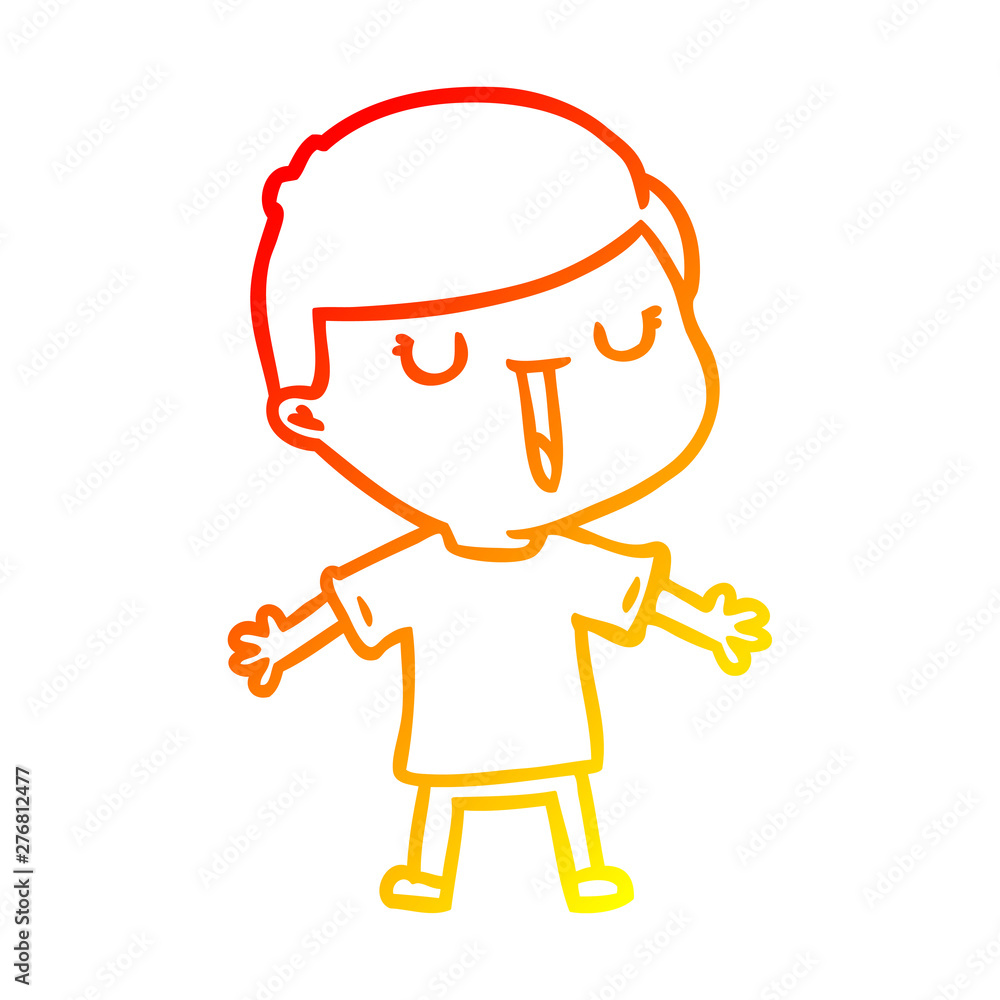 warm gradient line drawing cartoon happy boy warm gradient line drawing cartoon happy boy