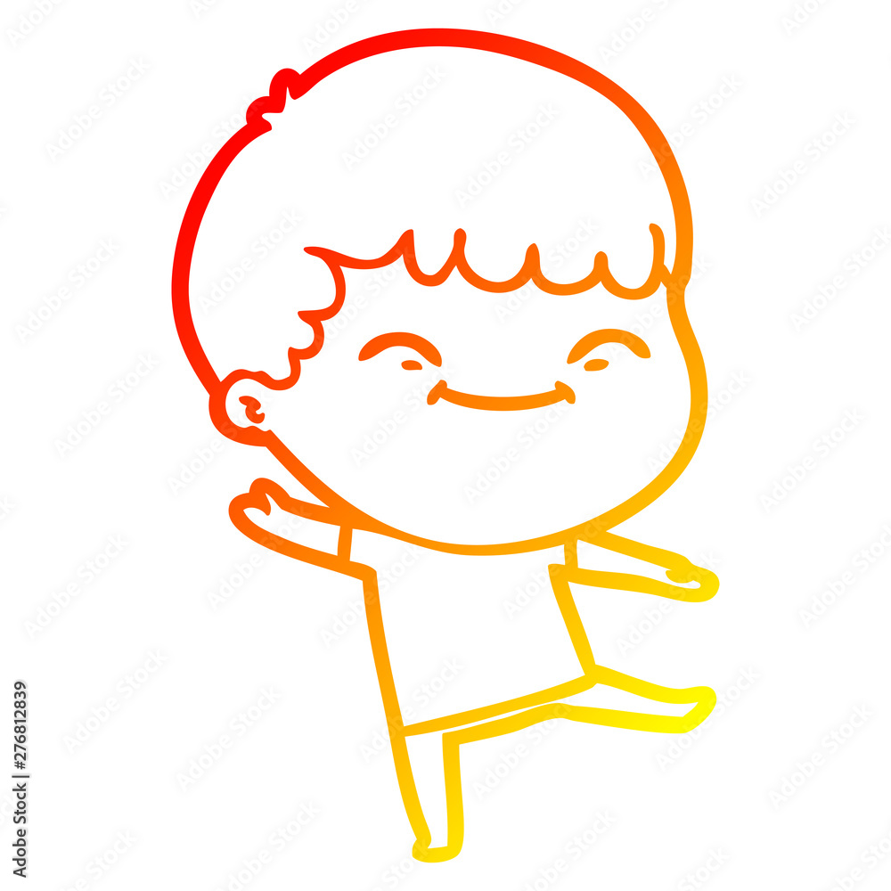 warm gradient line drawing cartoon happy boy warm gradient line drawing cartoon happy boy