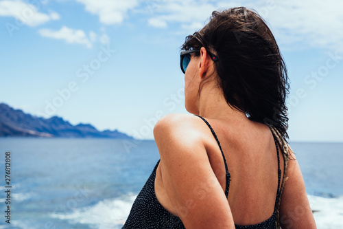 Young woman enjoying her time off on hot summer holidays  Gran Canaria  Spain. 